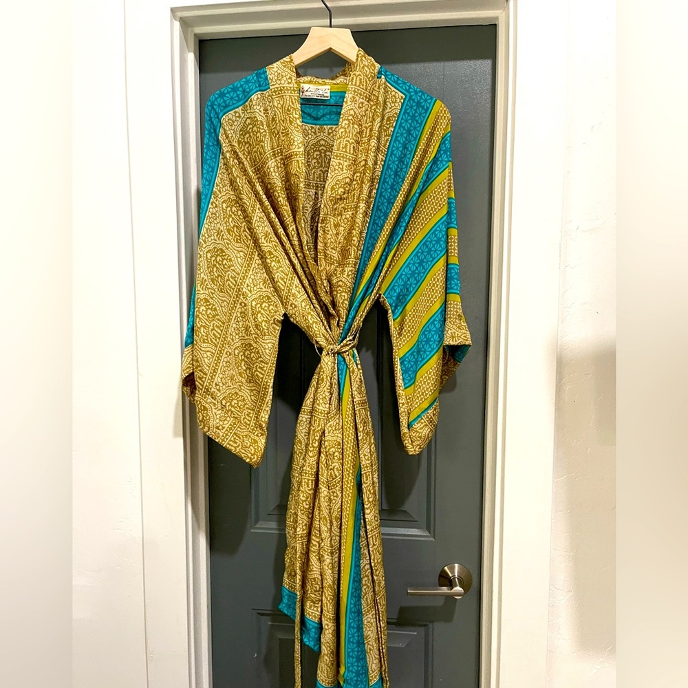 Kantha Bae Gold and Turquoise Robe